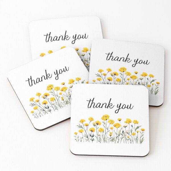 Item preview, watercolor yellow wildflowers Thank You designed and sold by PandaKunst.