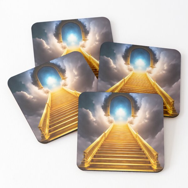 Item preview, Stairway of Light Golden Surreal Clouds Concept Art designed and sold by TheMarketplaceworld.
