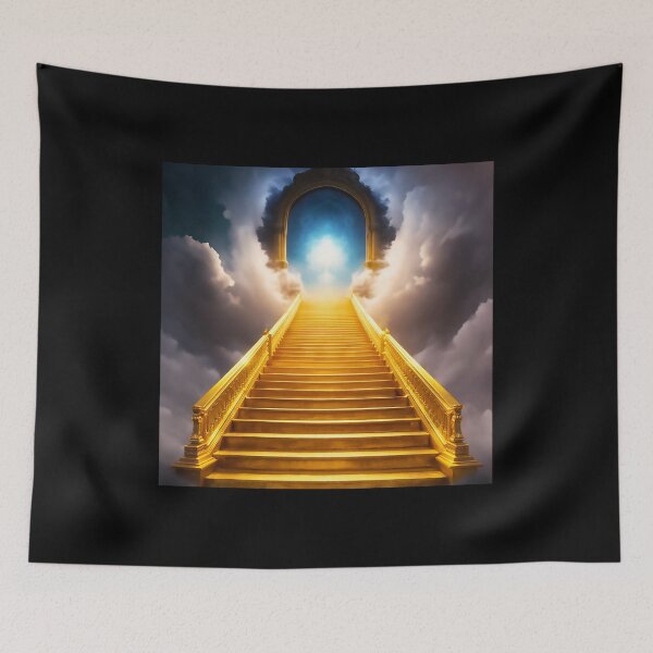 Item preview, Stairway of Light Golden Surreal Clouds Concept Art designed and sold by TheMarketplaceworld.