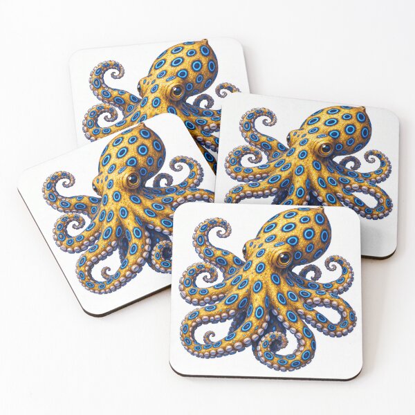 Item preview, Vibrant Blue Ring Octopus Illustration designed and sold by RedDirtNurse.