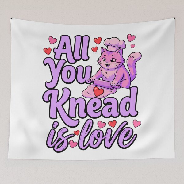 Item preview, valentine cat mom all you knead pun illustration designed and sold by ArtDesignTp.