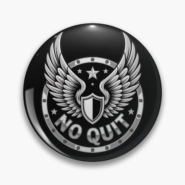 Item preview, No Quit Winged Chrome Badge Patriotic Shield Star Emblem designed and sold by OldGloryForge.