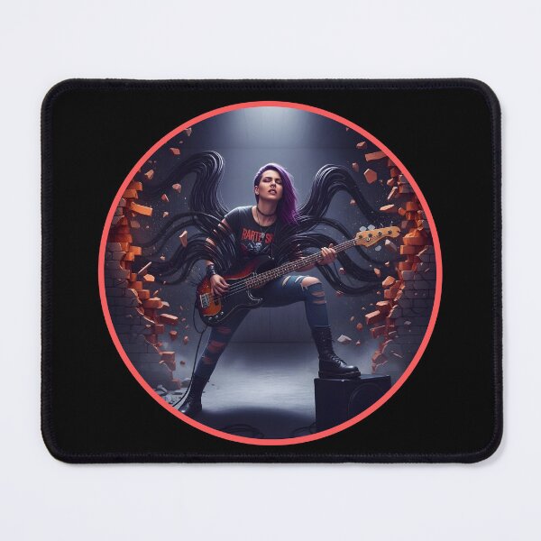 Item preview, Break the Wall – Rock Bass Player Girl Alternative Music Aesthetic Illustration designed and sold by CrimsonChords.