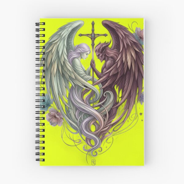Item preview, Eternal Balance - Angel and Demon Celestial Lovers Illustration designed and sold by Remix Vision.