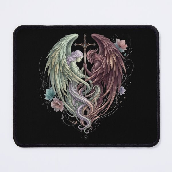 Item preview, Eternal Balance - Angel and Demon Celestial Lovers Illustration designed and sold by Remix Vision.