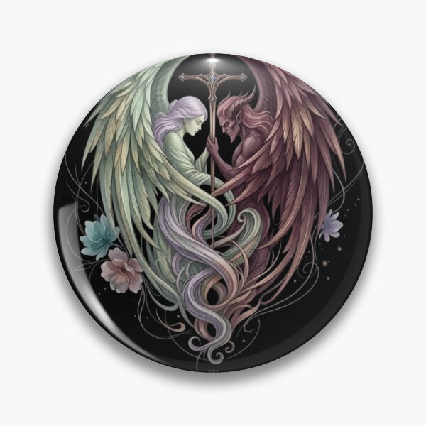 Item preview, Eternal Balance - Angel and Demon Celestial Lovers Illustration designed and sold by Remix Vision.