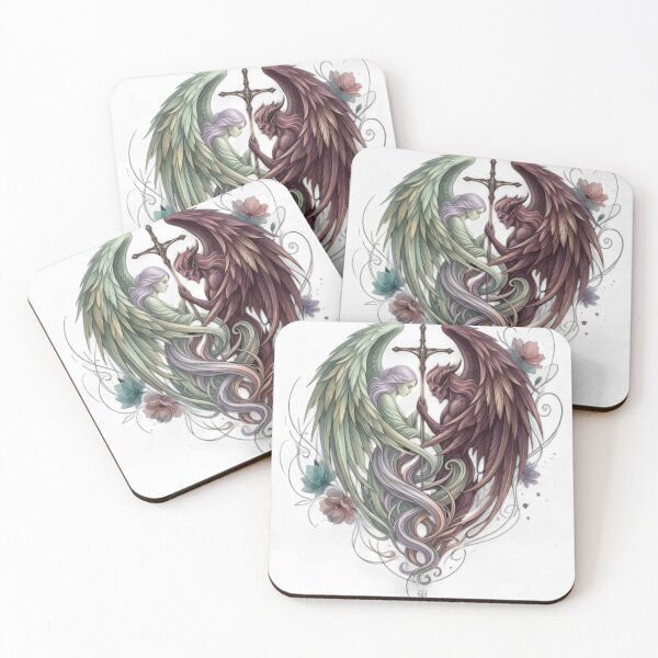 Item preview, Eternal Balance - Angel and Demon Celestial Lovers Illustration designed and sold by Remix Vision.
