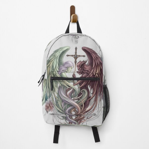 Item preview, Eternal Balance - Angel and Demon Celestial Lovers Illustration designed and sold by Remix Vision.