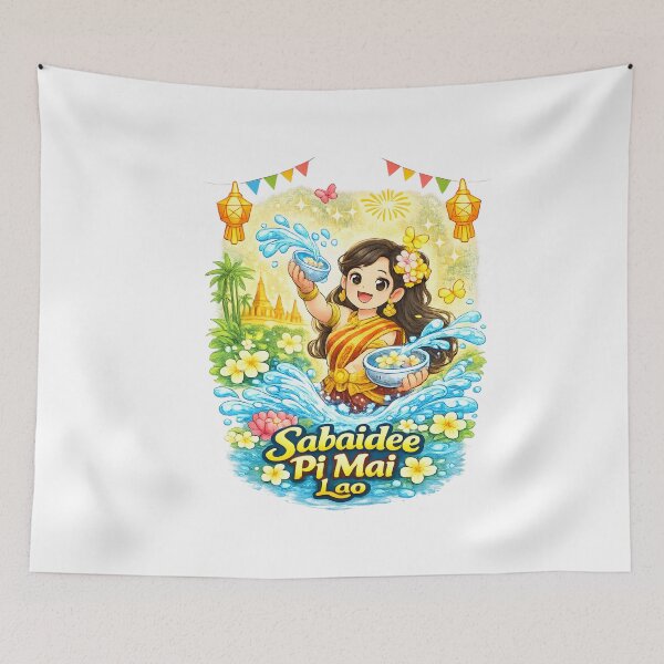 Item preview, Sabaidee Pi Mai – Cute Lao Girl Water Festival Shirt designed and sold by AC Artwear.