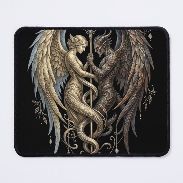 Item preview, Eternal Balance - Angel and Demon Celestial Lovers Illustration designed and sold by Remix Vision.