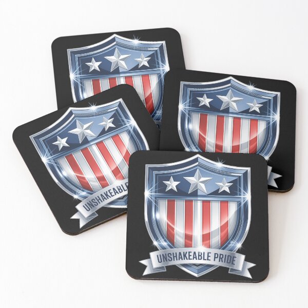 Item preview, Unshakeable Pride Chrome Shield Patriotic Star Emblem designed and sold by OldGloryForge.