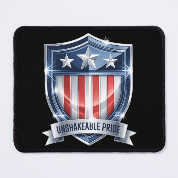 Item preview, Unshakeable Pride Chrome Shield Patriotic Star Emblem designed and sold by OldGloryForge.
