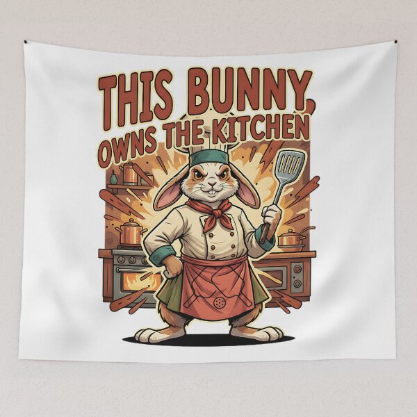 Item preview, playful easter bunny pickleball kitchen queen designed and sold by ArtDesignTp.