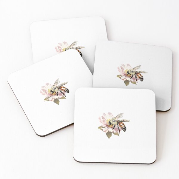 Item preview, Native Bee Pollination Illustration – Botanical Flower Art Print, Pollinator Sticker, Ecological Nature Artwork designed and sold by RivendellBird.