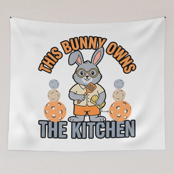 Item preview, cute bunny athlete kitchen quote easter art designed and sold by ArtDesignTp.