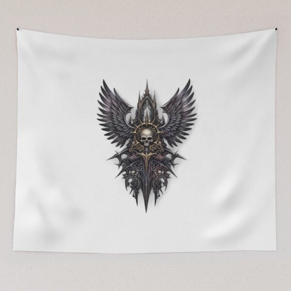 Item preview, Gothic Skull Raven Wings - Majestic Dark Fantasy Crest designed and sold by Remix Vision.