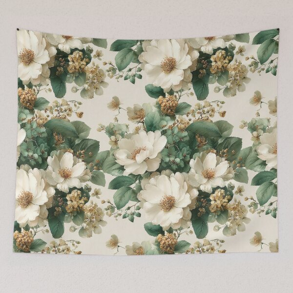Item preview, Cream & Sage Wild Rose Garden: Airy Vintage Floral Pattern designed and sold by Nine Lives Studio.