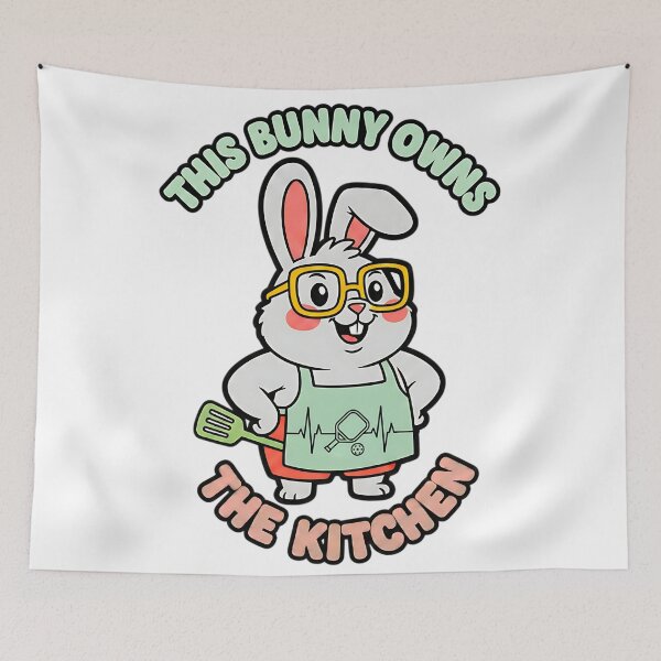 Item preview, funny bunny pickleball kitchen queen easter art designed and sold by ArtDesignTp.