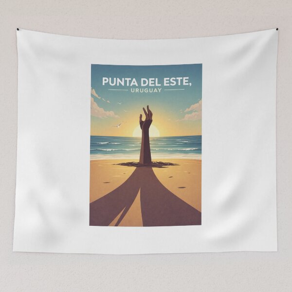 Item preview, Punta del Este Uruguay Travel Poster | Playa y Escultura La Mano designed and sold by ElartedeNoel.