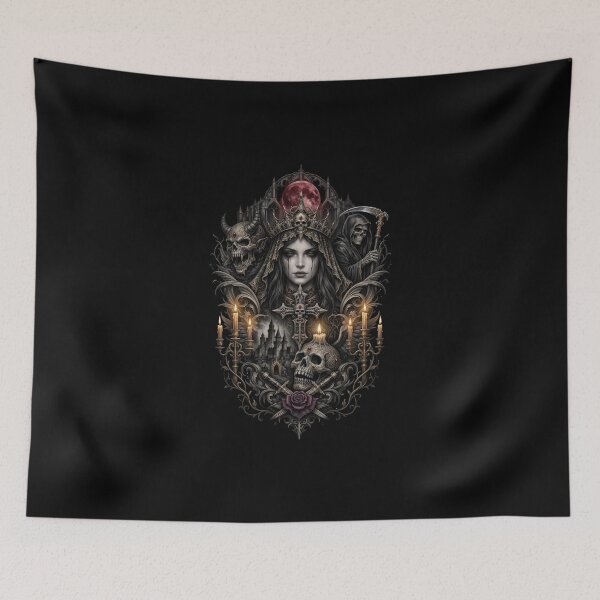 Item preview, Gothic Queen of Shadows - Majestic Dark Fantasy Cathedral Illustration designed and sold by Remix Vision.