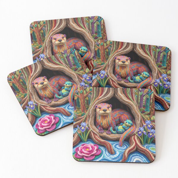 Item preview, Yarn River Otters in Their Cozy Yarn Holt designed and sold by Tridentulus.