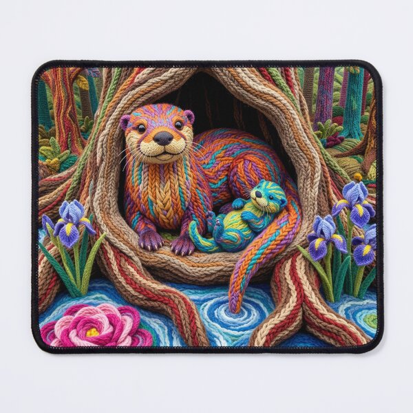 Item preview, Yarn River Otters in Their Cozy Yarn Holt designed and sold by Tridentulus.