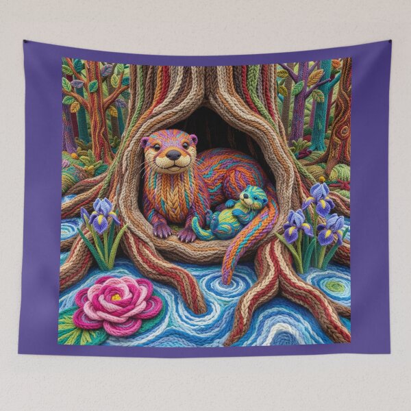 Item preview, Yarn River Otters in Their Cozy Yarn Holt designed and sold by Tridentulus.