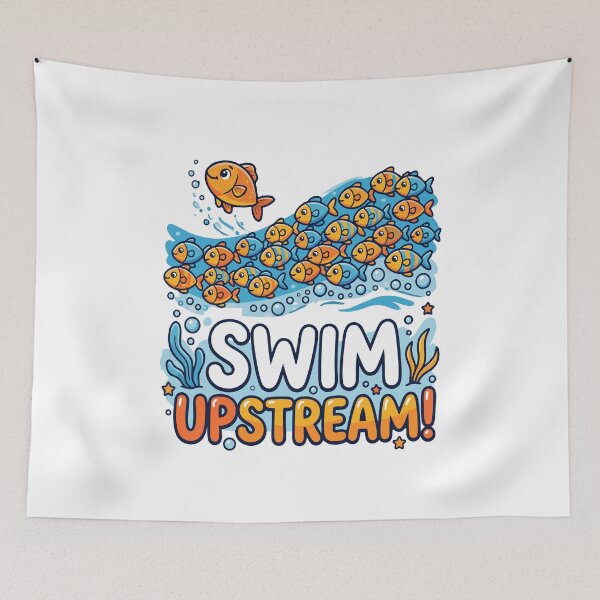 Item preview, Go Your Own Wave Funny Fish School Different Direction designed and sold by DashBliss.