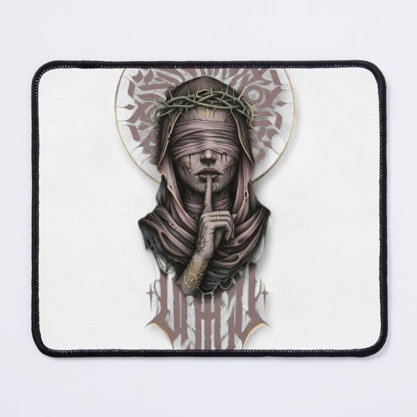 Item preview, Silent Divine Martyr - Blindfolded Gothic Saint Illustration designed and sold by Remix Vision.
