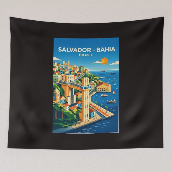Item preview, Salvador Bahia Brazil Vintage Retro Travel Poster Art designed and sold by ElartedeNoel.