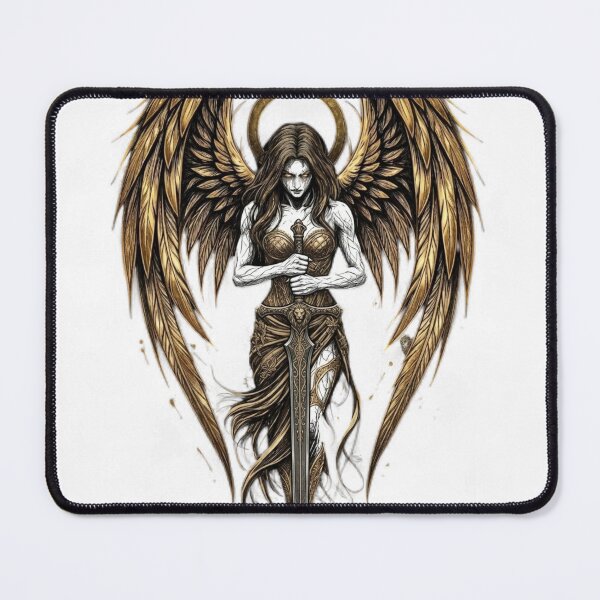 Item preview, Golden Winged Valkyrie - Divine Warrior Angel Illustration designed and sold by Remix Vision.