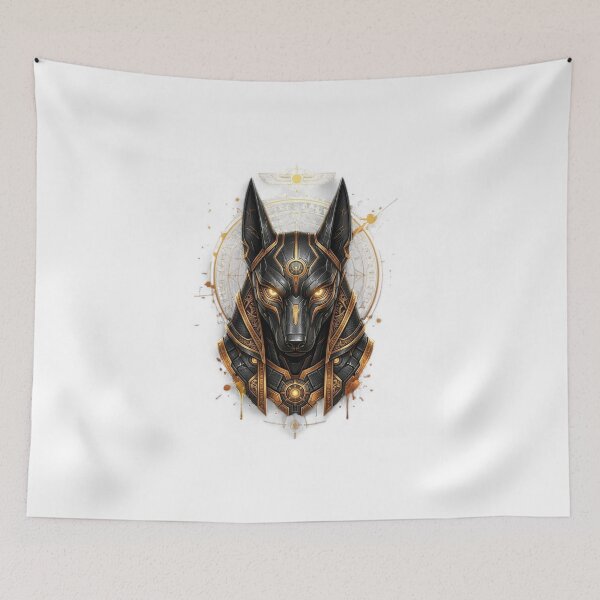 Item preview, Cyber Anubis - Golden Mechanical Egyptian God Illustration designed and sold by Remix Vision.