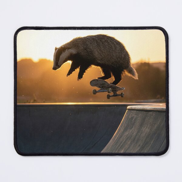 Item preview, Skateboarding Badger Grabs Big Air designed and sold by Tridentulus.