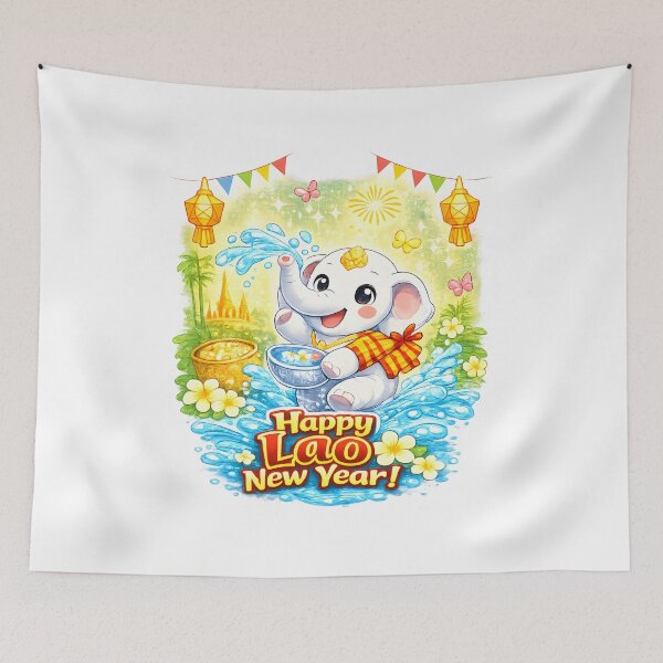 Item preview, Happy Lao New Year – Cute White Elephant Pi Mai Lao Shirt designed and sold by AC Artwear.