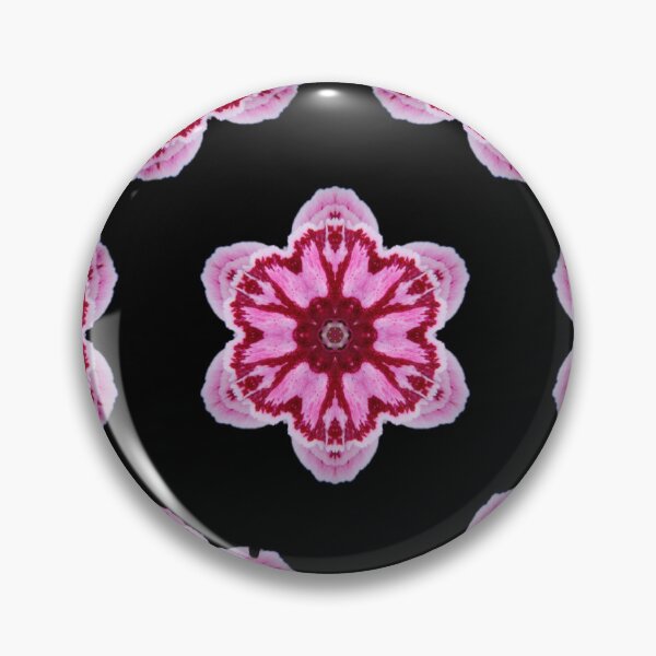 Item preview, Pink Floral Mandala on Black - Bold Kaleidoscope Pattern designed and sold by SilentBloomLab.