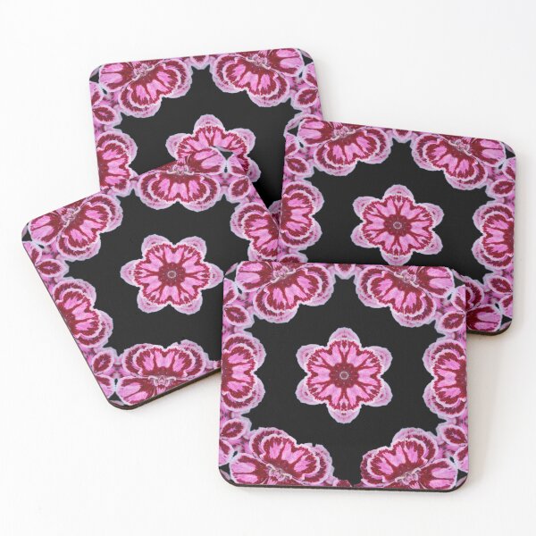 Item preview, Pink Floral Mandala on Black - Bold Kaleidoscope Pattern designed and sold by SilentBloomLab.