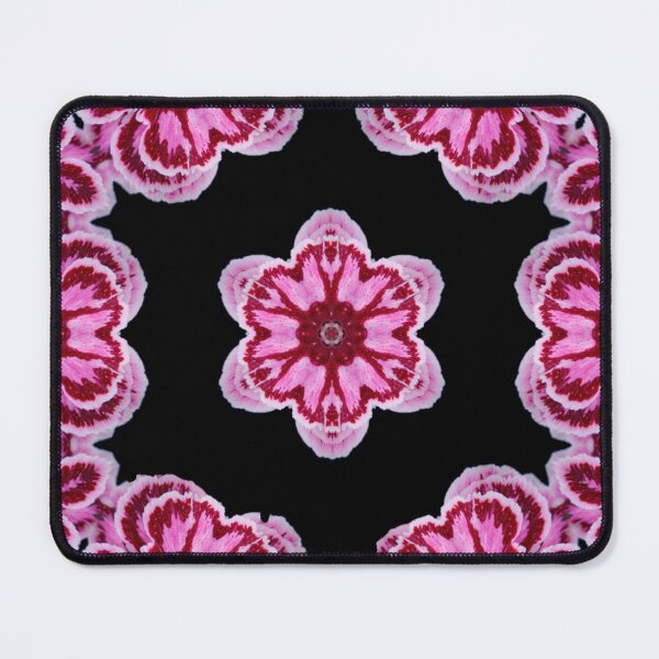 Item preview, Pink Floral Mandala on Black - Bold Kaleidoscope Pattern designed and sold by SilentBloomLab.