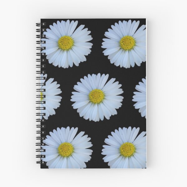 Aperçu de l'œuvre Daisy Pattern on Black - Bold Floral Contrast créée et vendue par SilentBloomLab.