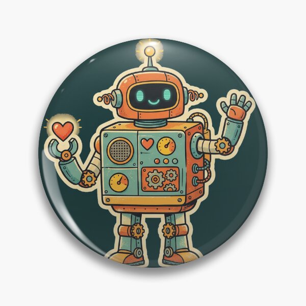 Item preview, Cute Retro Robot Heart Vintage Bot Art designed and sold by QuirkyCosmos.