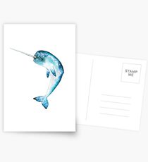 Narwhal, Cyan Postcards