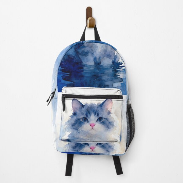 Item preview, Fluffy Indigo Kitteh in Water designed and sold by Shelley Loewnau-Jones Studio.