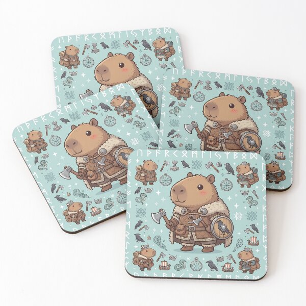Item preview, Viking Capybara - Cute Nordic Warrior with Runes designed and sold by JohnWar.