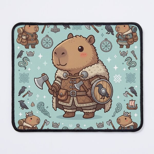 Item preview, Viking Capybara - Cute Nordic Warrior with Runes designed and sold by JohnWar.