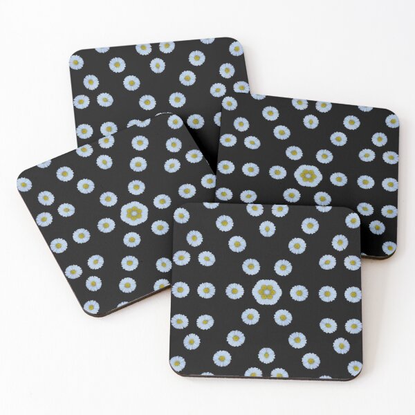 Item preview, Minimal Daisy Pattern on Black - Clean Botanical Design designed and sold by SilentBloomLab.