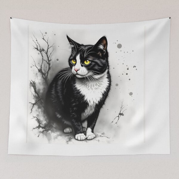 Item preview, Black and White Cat designed and sold by Shelley Loewnau-Jones Studio.