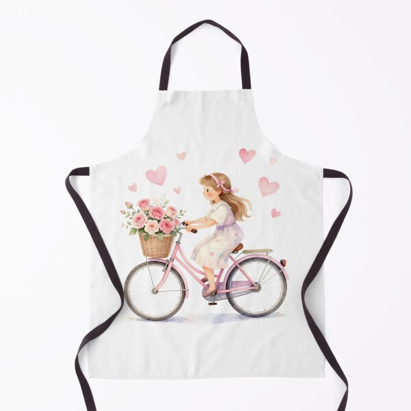 Item preview, Girl Riding a Bicycle with a Basket Full of Roses designed and sold by Shelley Loewnau-Jones Studio.