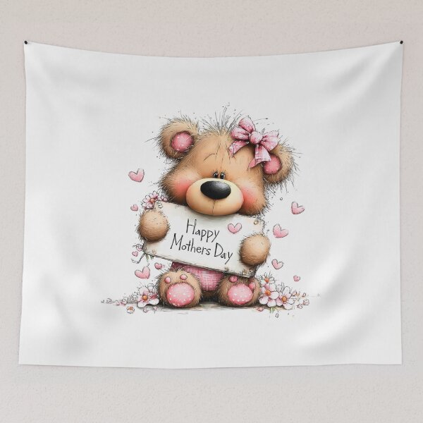 Item preview, Adorable Fluffy Teddy Bear Happy Mother's Day Illustration designed and sold by lojadpop.