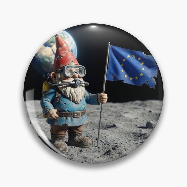 Item preview, Garden Gnome Plants European Union Flag on Moon designed and sold by Tridentulus.