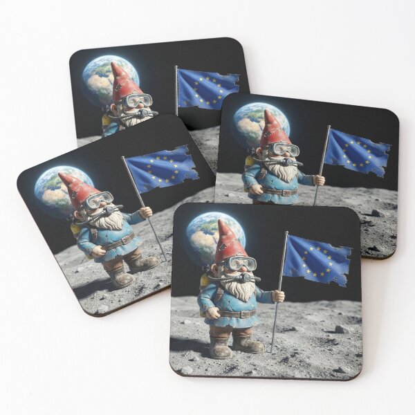 Item preview, Garden Gnome Plants European Union Flag on Moon designed and sold by Tridentulus.