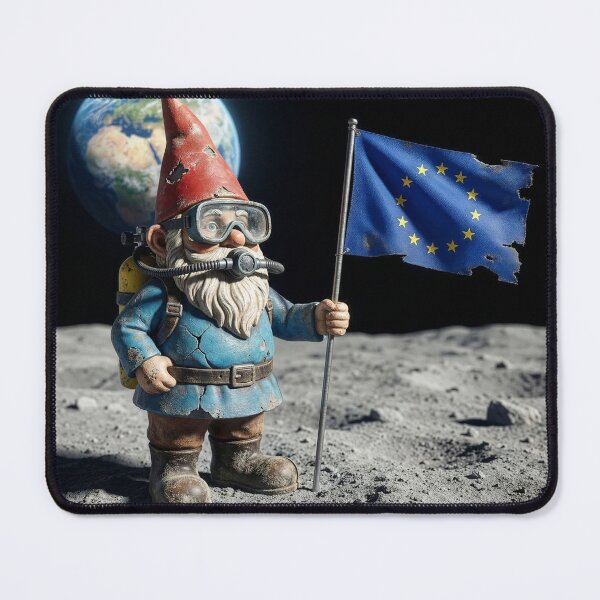 Item preview, Garden Gnome Plants European Union Flag on Moon designed and sold by Tridentulus.